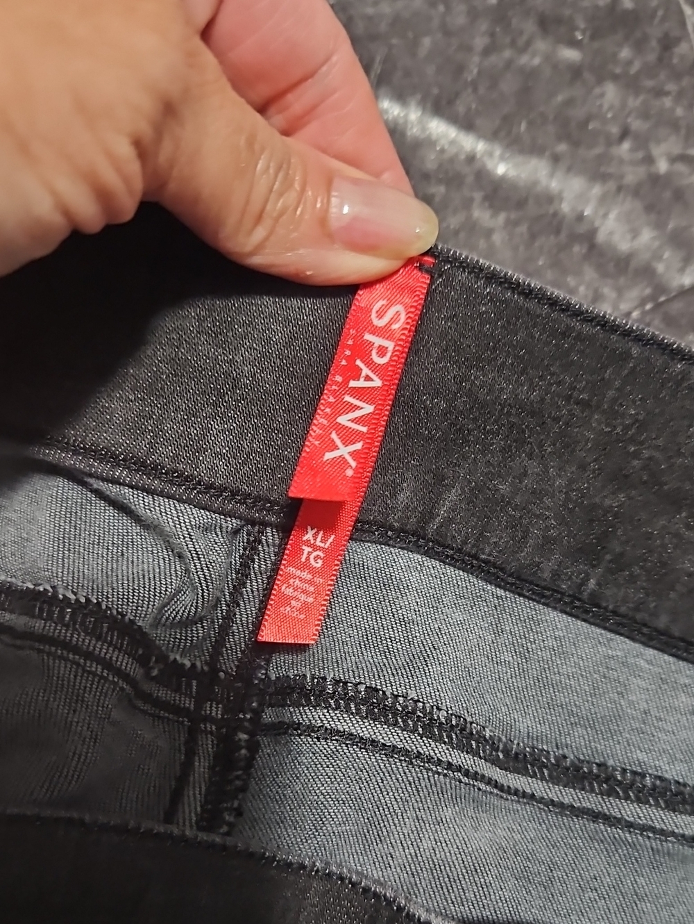 SPANX Black Skinny Jeans with Red Brand Tab